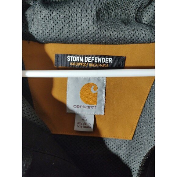 Carhartt Storm Defender Hooded Jacket 2 Tone Sz L Tall Tan Windbreaker - Picture 3 of 7